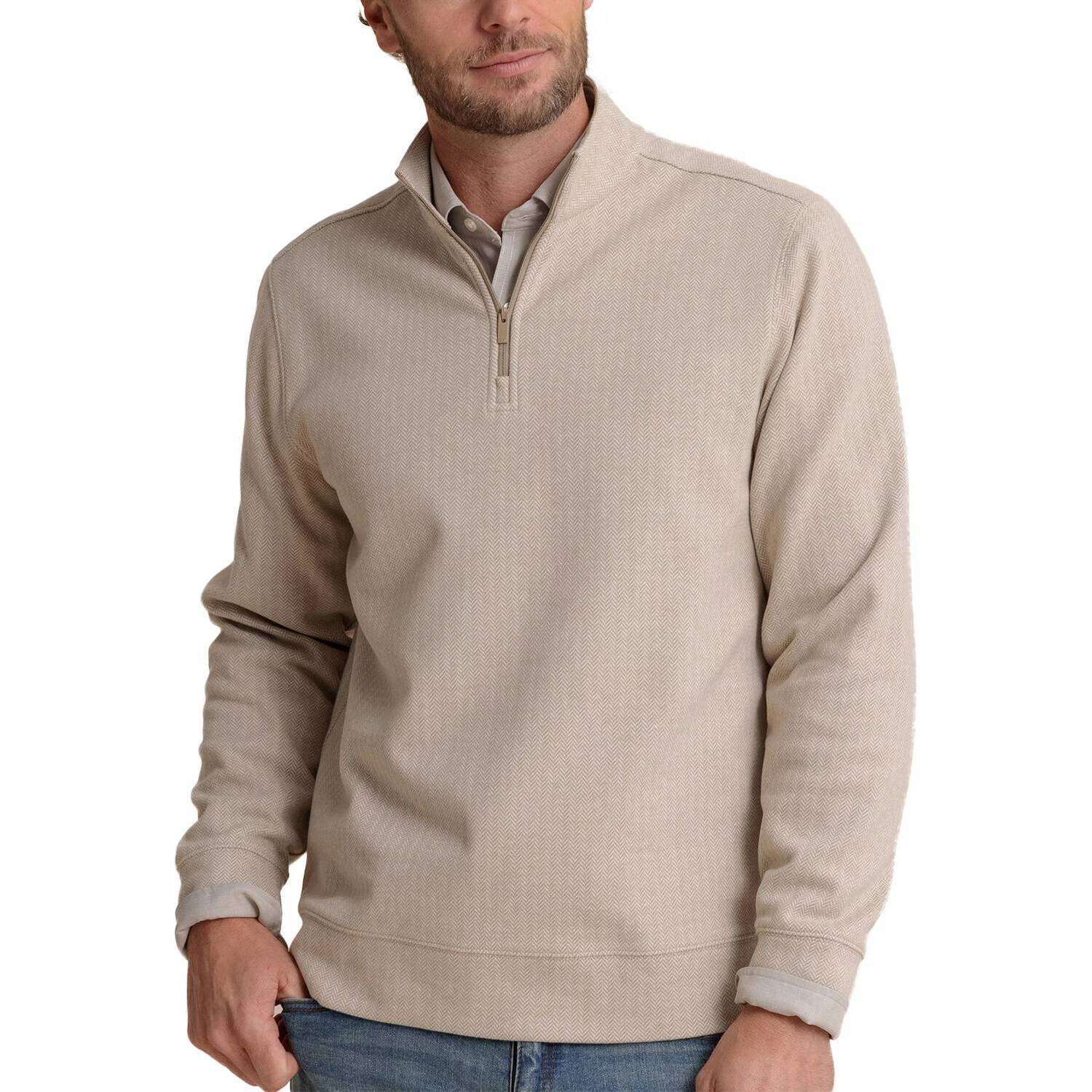 New Southern Tide Adler Lane Quarter Zip Top In Sandstone Khaki